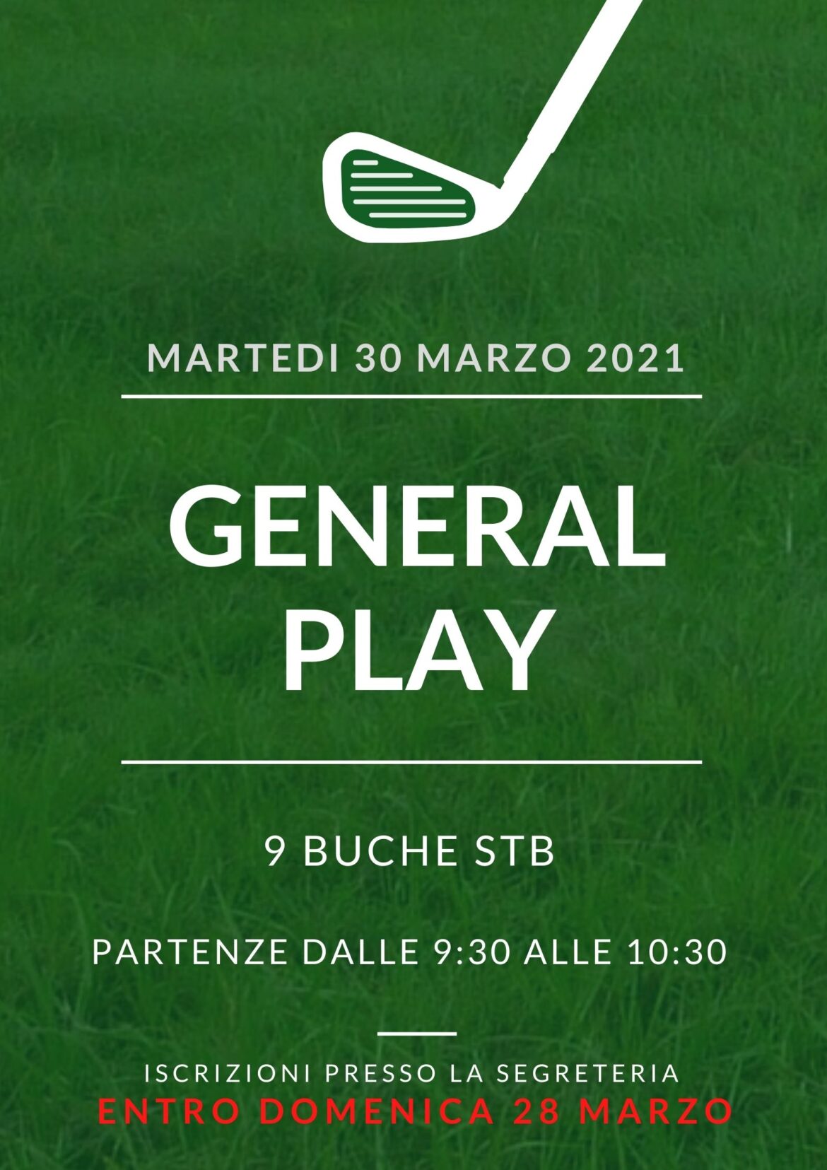 GENERAL PLAY martedì 30 marzo 2021