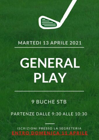 GENERAL PLAY martedi 13 aprile 2021