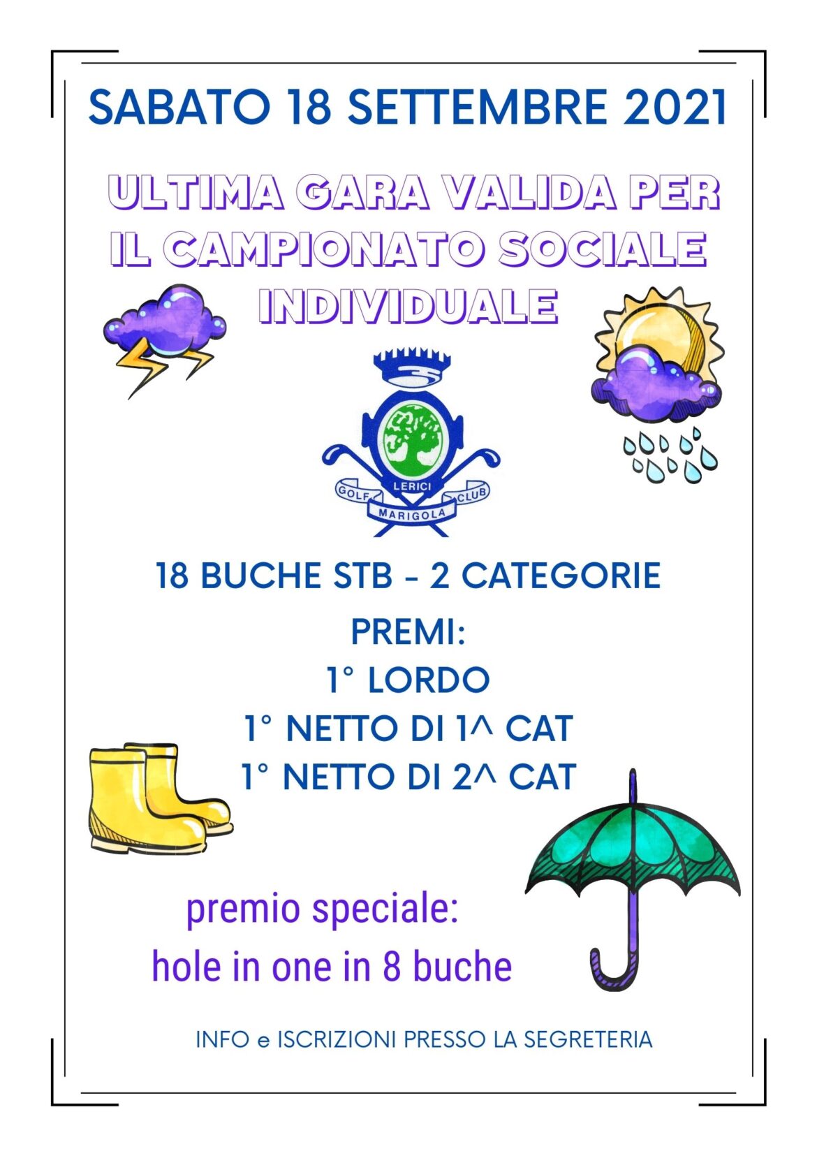 CAMPIONATO SOCIALE INDIVIDUALE di sabato 18 settembre 2021