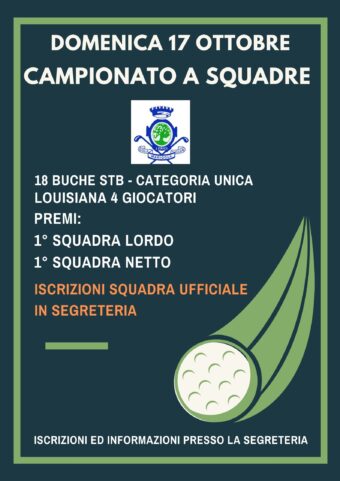 CAMPIONATO A SQUADRE – domenica 17 ottobre