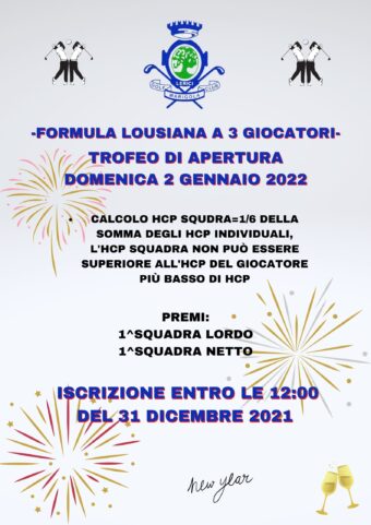 TROFEO DI APERTURA – domenica 2 gennaio 2022