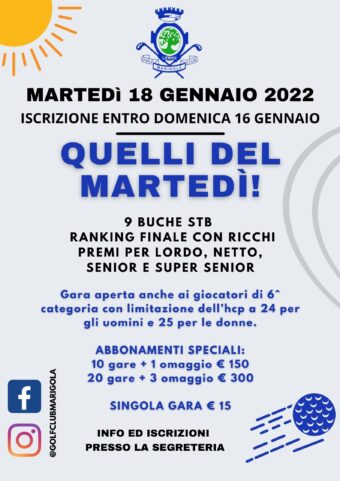 QUELLI DEL MARTEDI’ – 18 GENNAIO 2022