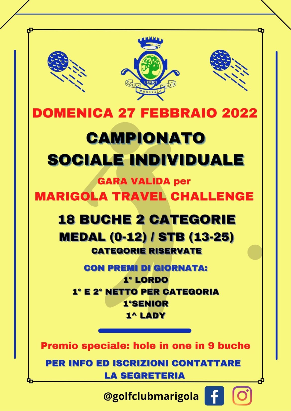 CAMPIONATO SOCIALE INDIVIDUALE e MARIGOLA TRAVEL CHALLENGE – domenica 27 febbraio 2022