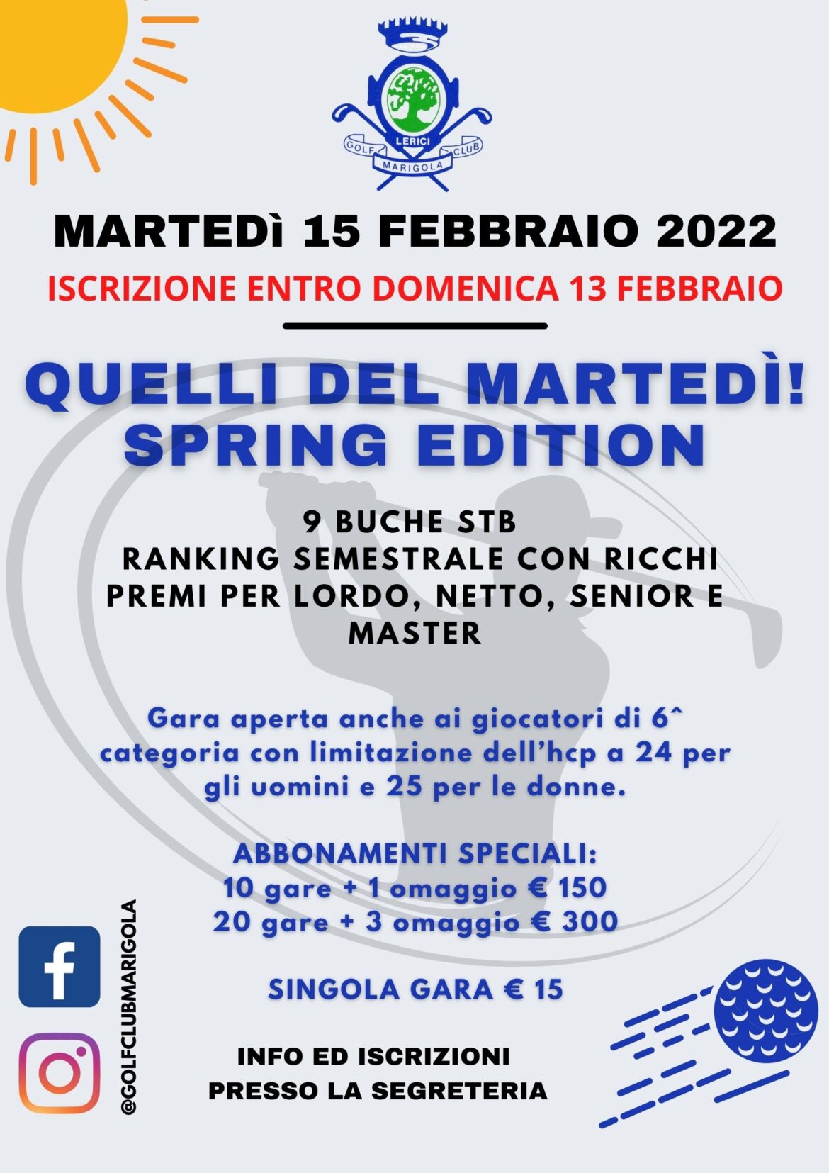 QUELLI DEL MARTEDI’- spring edition – 15 FEBBRAIO 2022 – GARA ANNULLATA