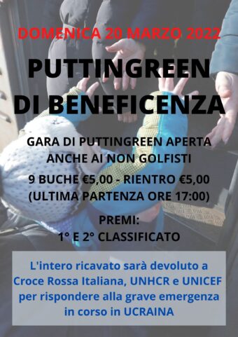 PUTTINGREEN DI BENEFICENZA PER L’UCRAINA – 20 marzo 2022