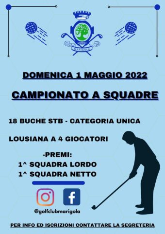 CAMPIONATO A SQUADRE – domenica 1 maggio 2022