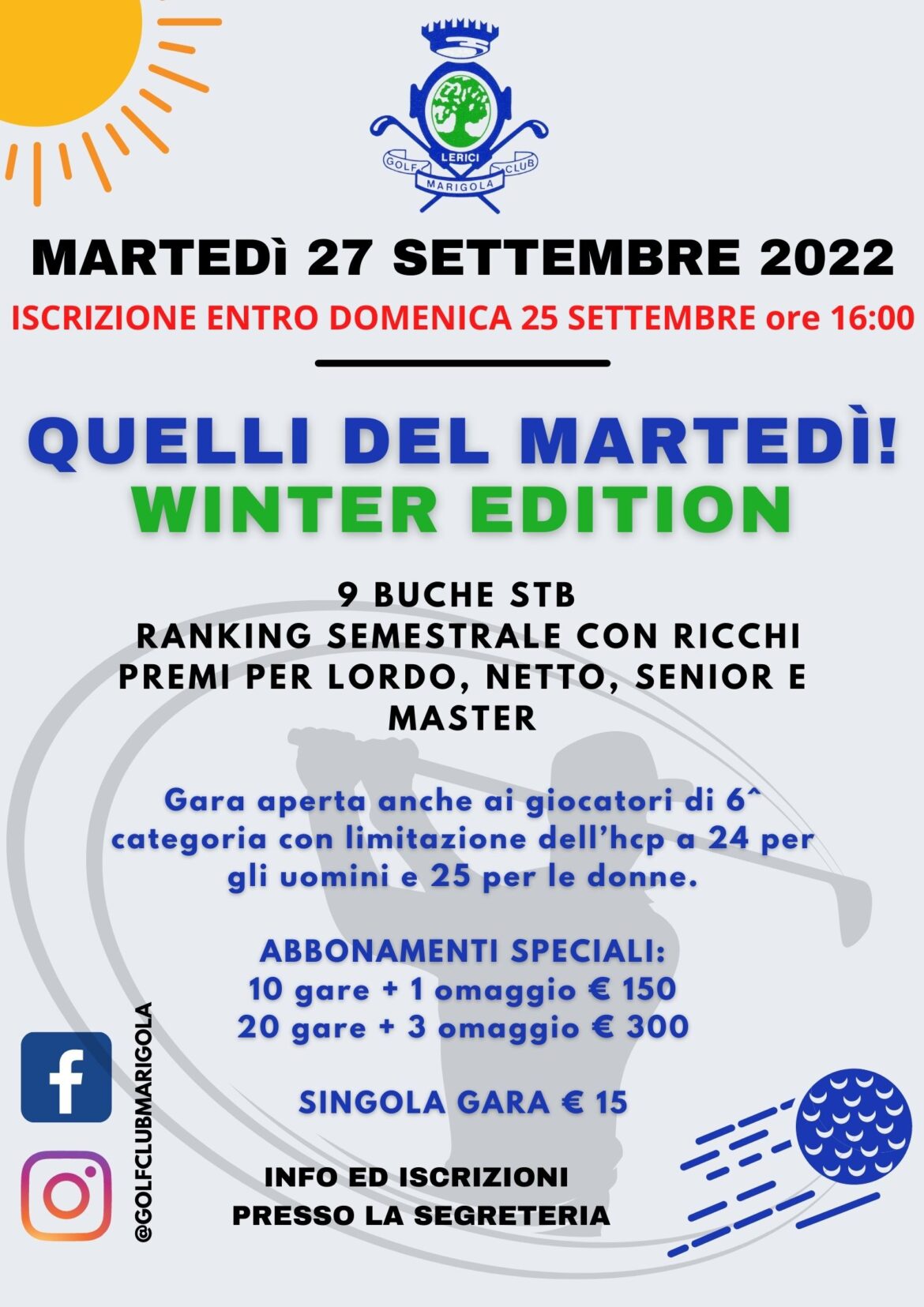 QUELLI DEL MARTEDÍ- winter edition – 27 SETTEMBRE 2022