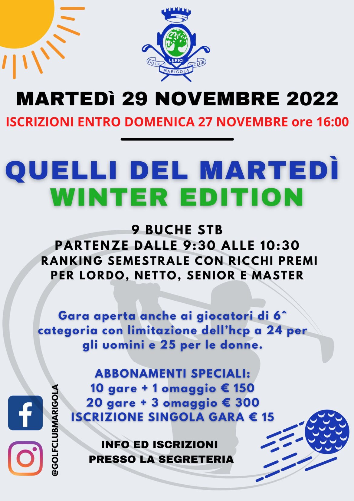 QUELLI DEL MARTEDÍ- winter edition – 29 NOVEMBRE 2022
