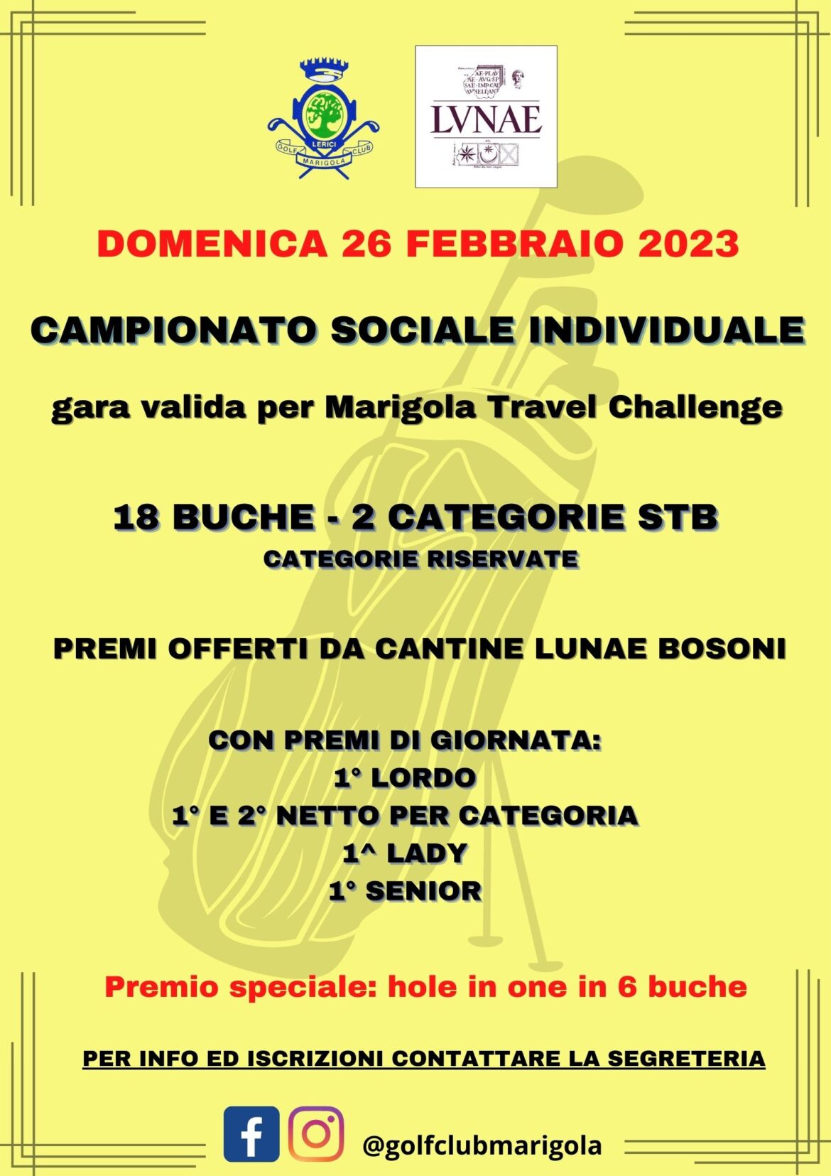 CAMPIONATO SOCIALE INDIVIDUALE – domenica 26 febbraio 2023 – GARA ANNULLATA