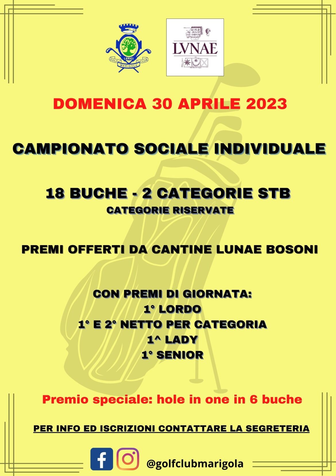 CAMPIONATO SOCIALE INDIVIDUALE – domenica 30 aprile 2023