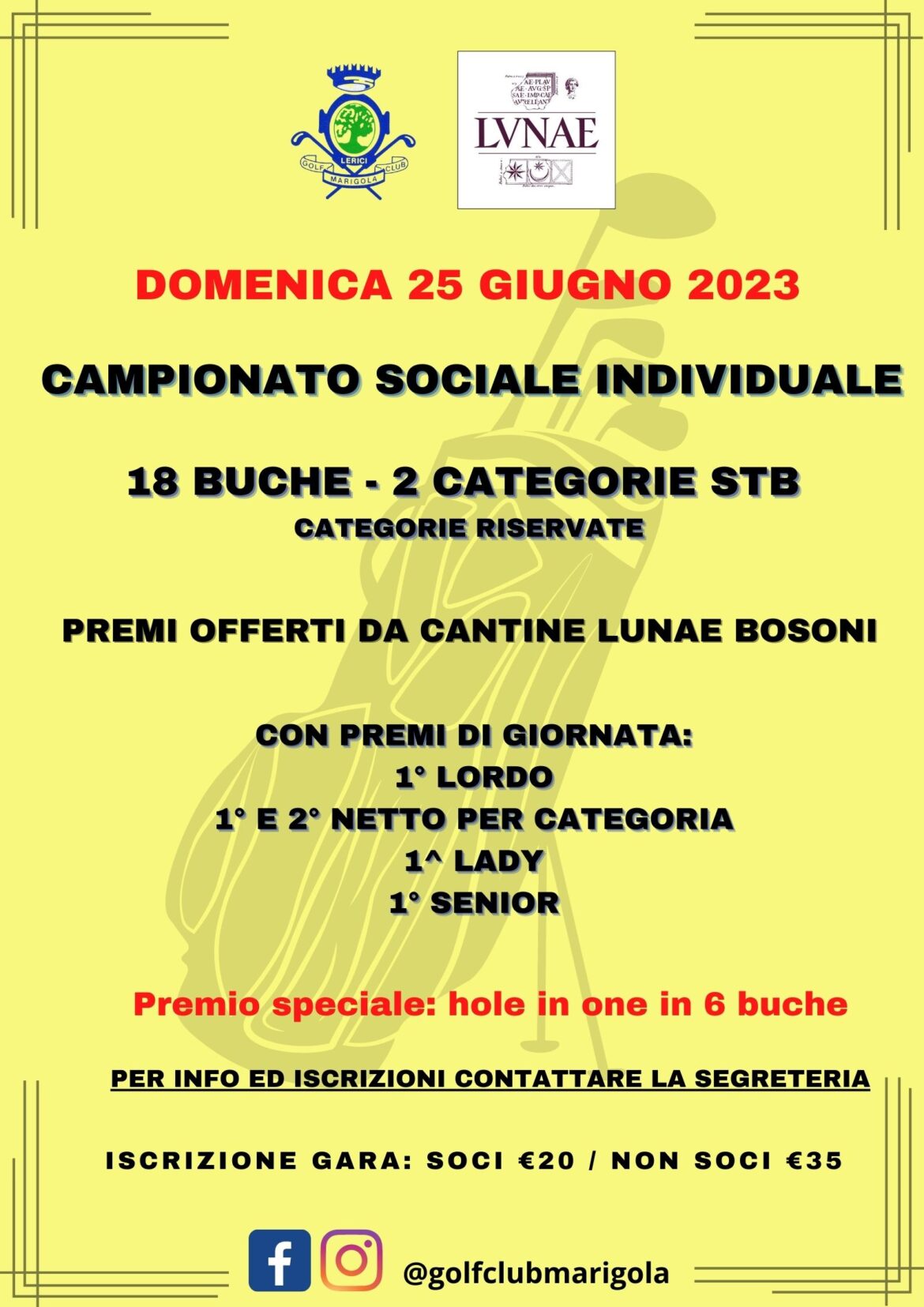 CAMPIONATO SOCIALE INDIVIDUALE – domenica 25 giugno 2023