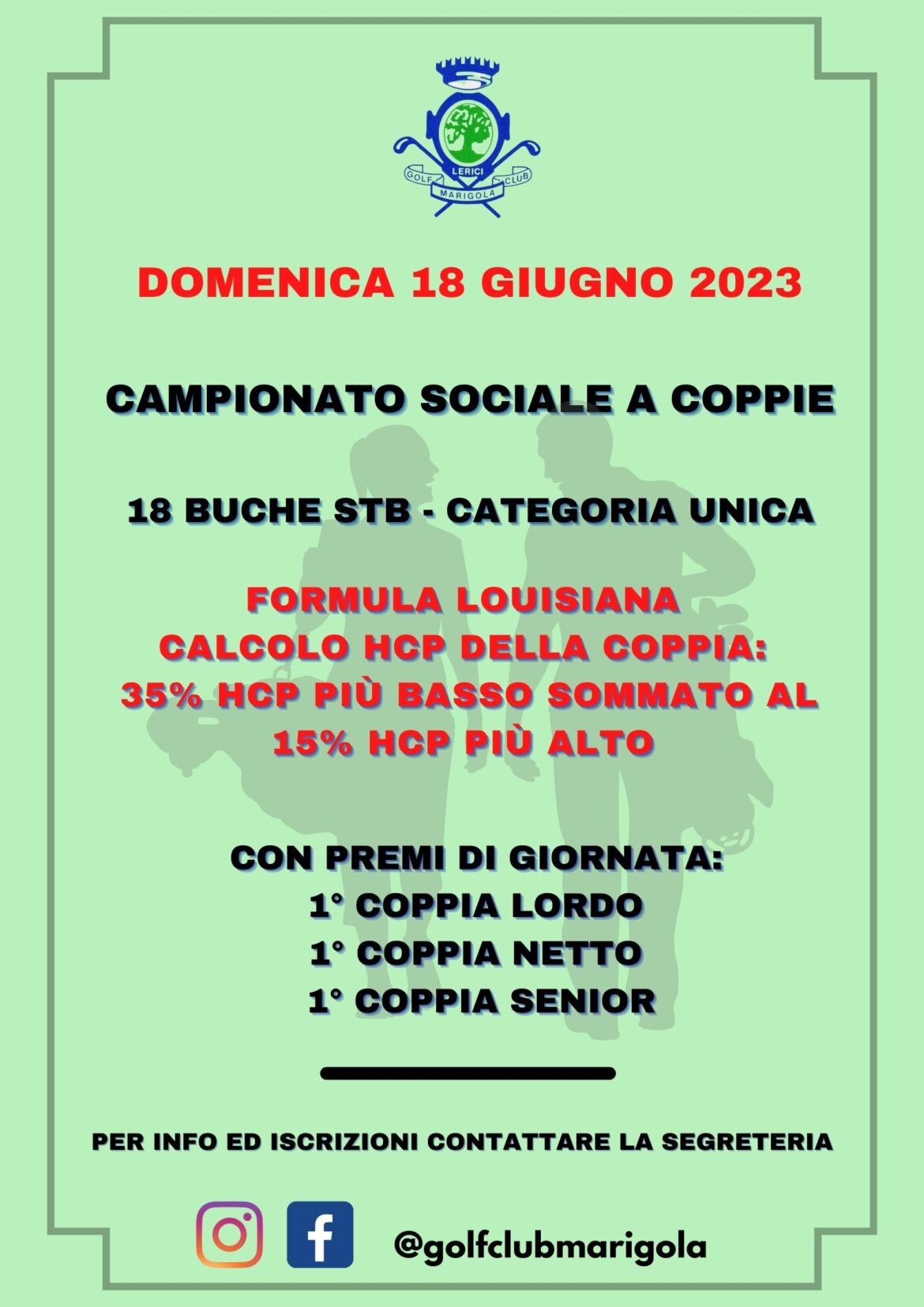 CAMPIONATO SOCIALE COPPIE 2023: louisiana – domenica 18 giugno