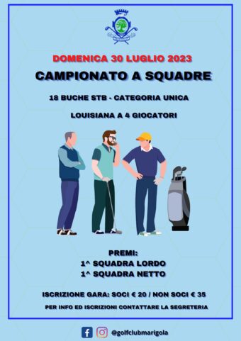 CAMPIONATO A SQUADRE – domenica 30 luglio 2023