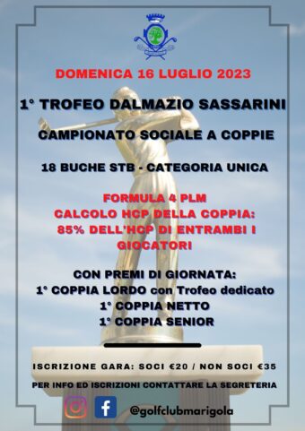 1° TROFEO DALMAZIO SASSARINI – campionato sociale a coppie 4 plm- domenica 16 luglio