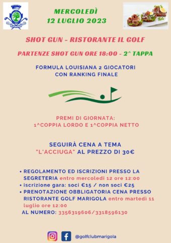 9 BUCHE ALLE 18 – SHOT GUN mercoledì 12 luglio