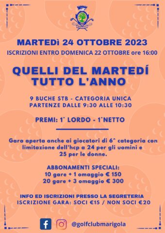 ALLERTA METEO – CIRCOLO CHIUSO – GARA ANNULLATA 24 OTTOBRE 2023