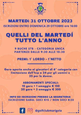 QUELLI DEL MARTEDÍ TUTTO L’ANNO – 31 OTTOBRE 2023