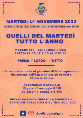 QUELLI DEL MARTEDÍ TUTTO L’ANNO – 14 NOVEMBRE 2023