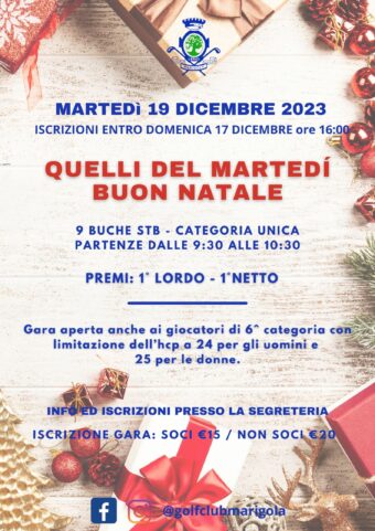 QUELLI DEL MARTEDÍ BUON NATALE – 19 DICEMBRE 2023