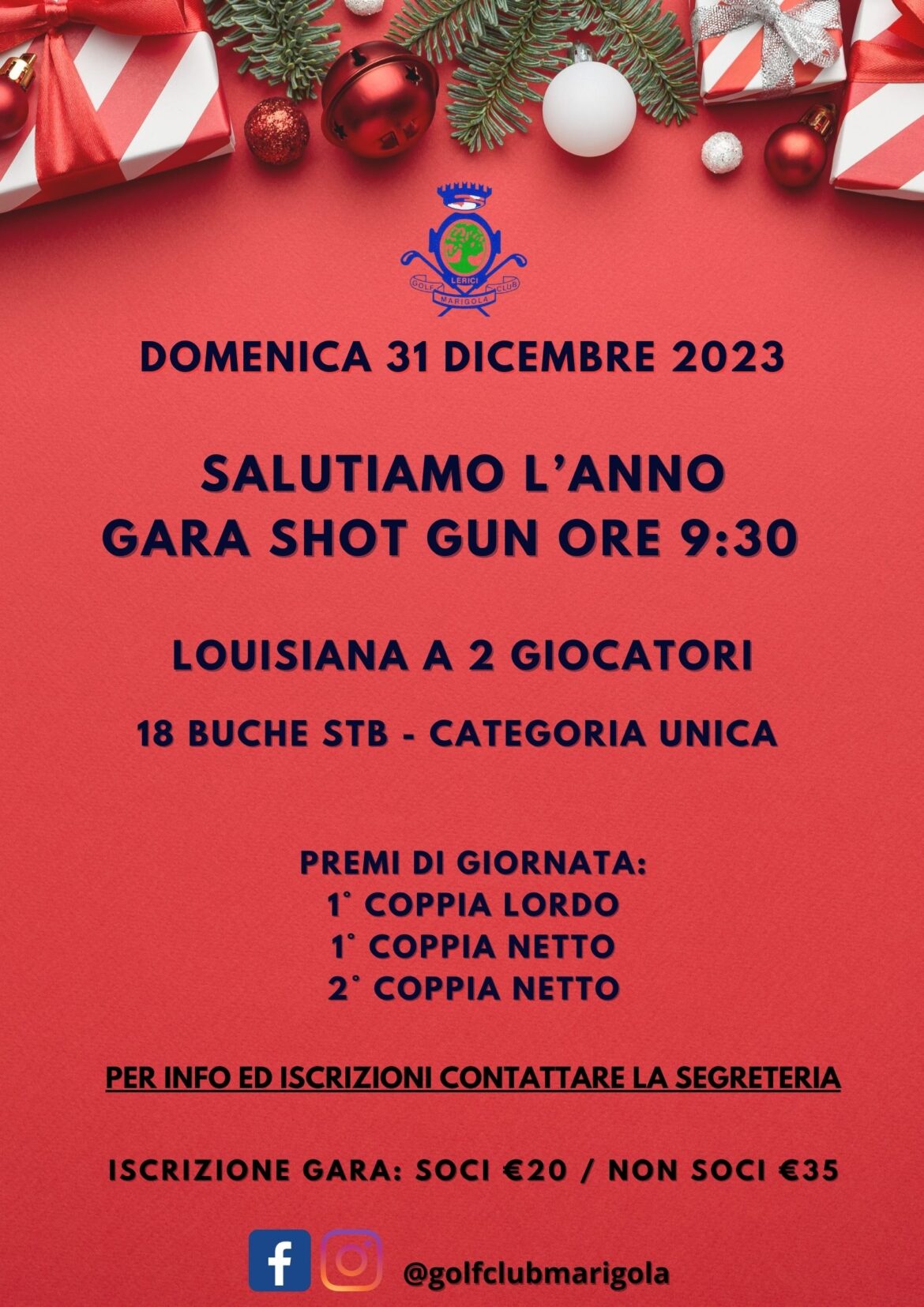 SALUTIAMO L’ANNO, GARA SHOT GUN ORE 9:30 – domenica 31 dicembre 2023