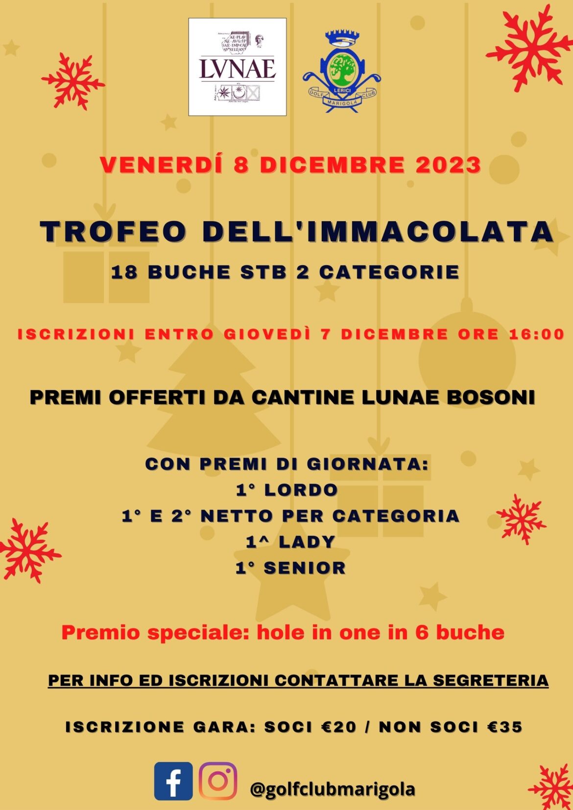 GARA ANNULLATA – TROFEO DELL’IMMACOLATA – venerdì 8 dicembre 2023