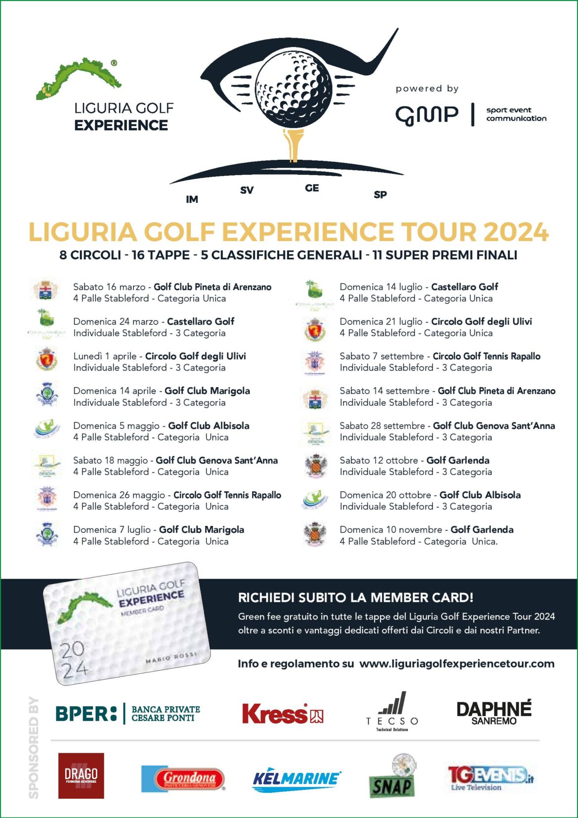 LIGURIA GOLF EXPERIENCE TOUR 2024 – domenica 14 aprile 2024