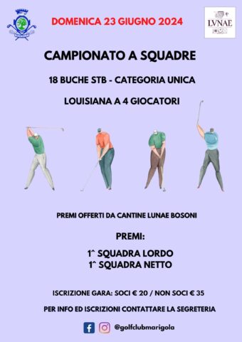 CAMPIONATO A SQUADRE – domenica 23 giugno 2024