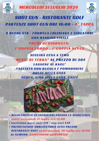 GARA ANNULLATA – 9 BUCHE ALLE 18 – SHOT GUN mercoledì 31 luglio 2024