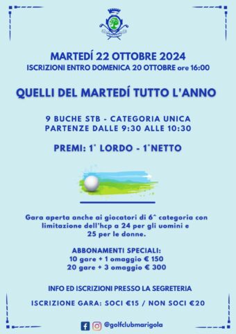 QUELLI DEL MARTEDÍ – 22 ottobre 2024