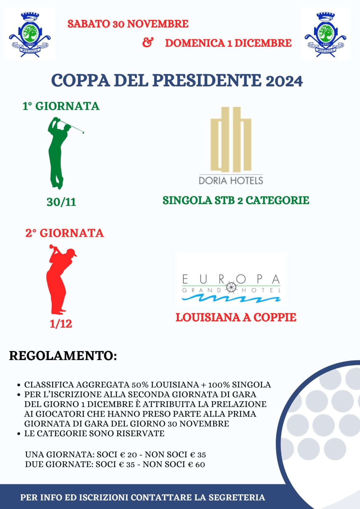 COPPA DEL PRESIDENTE 2024 – sabato 30 novembre e domenica 1 dicembre