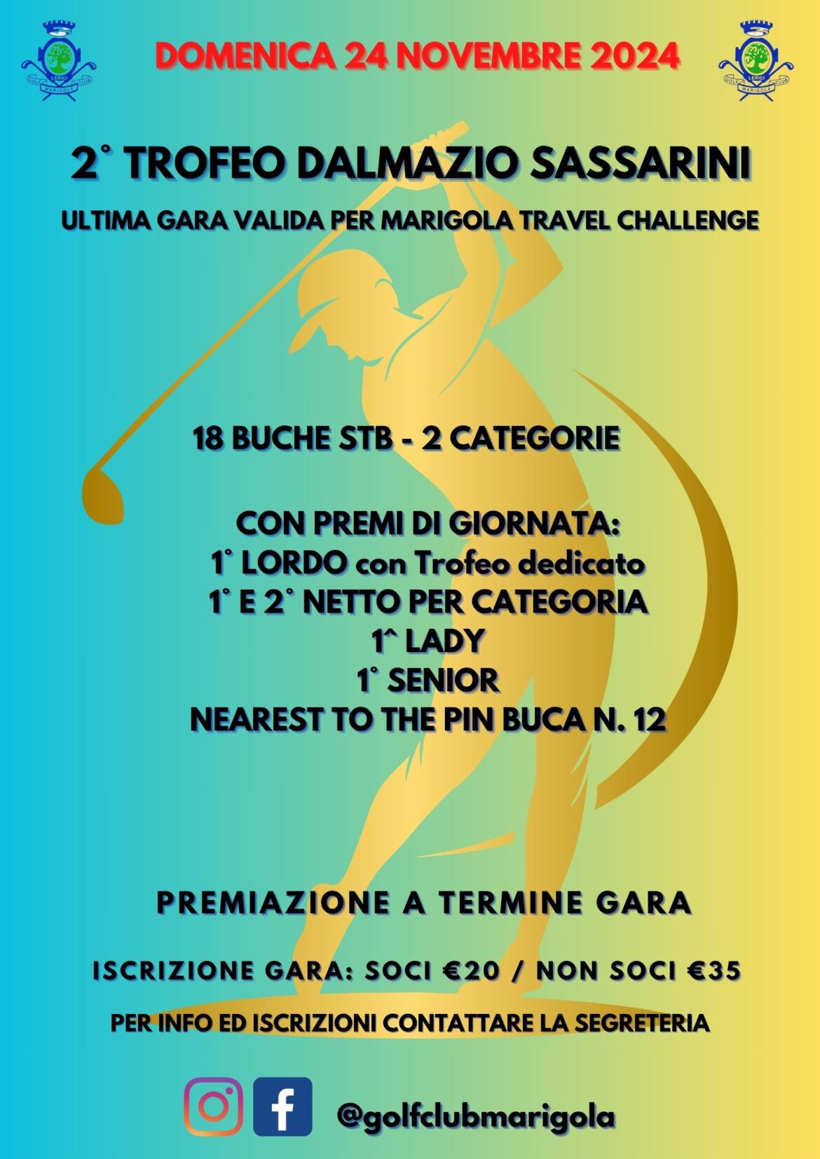2° TROFEO DALMAZIO SASSARINI – domenica 24 novembre 2024