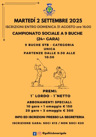 CAMPIONATO SOCIALE A 9 BUCHE (24^ GARA) Martedì 2 settembre 2025