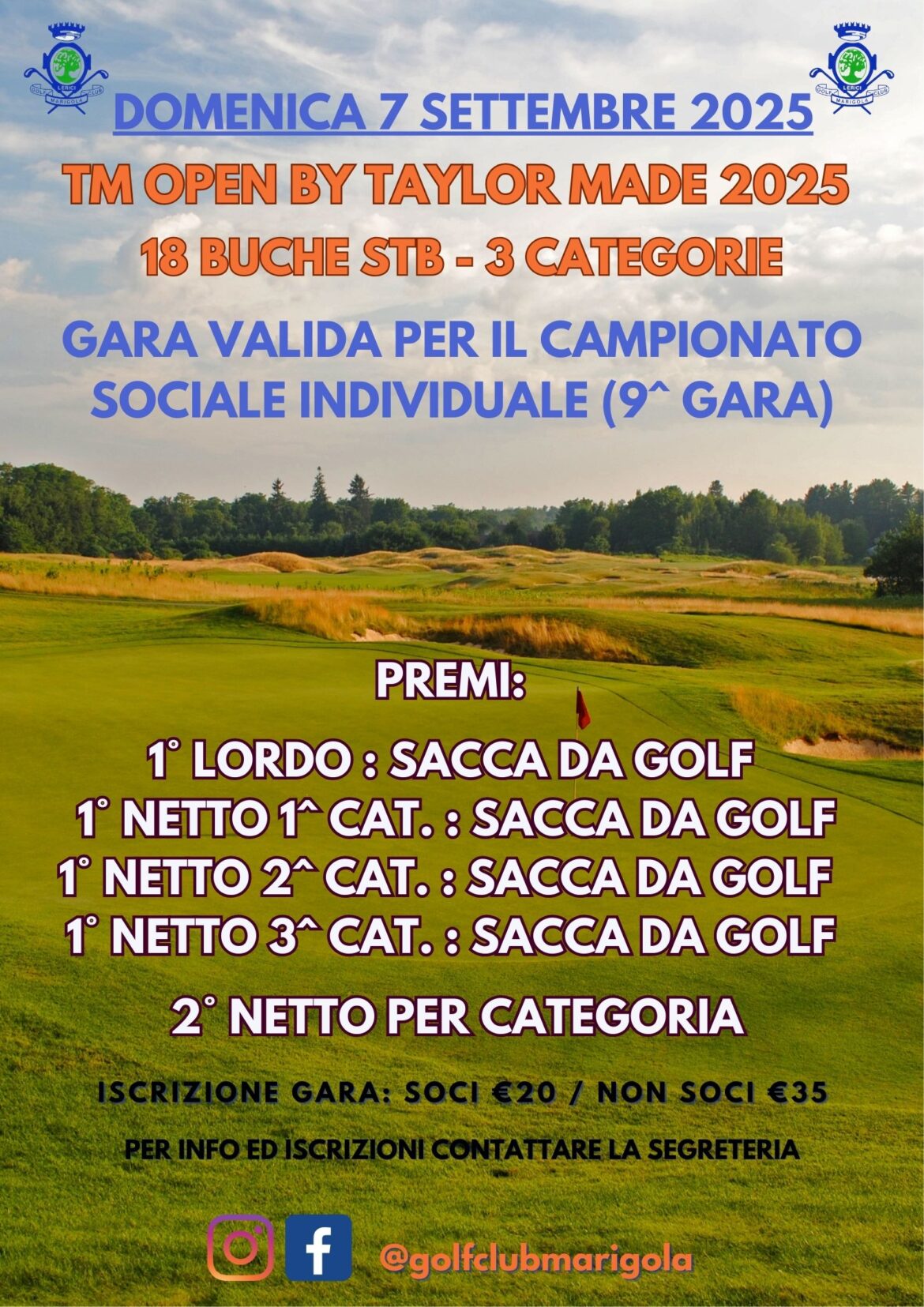 TM OPEN by TAYLOR MADE – CAMPIONATO SOCIALE INDIVIDUALE – DOMENICA 7 SETTEMBRE