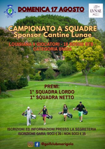 CAMPIONATO A SQUADRE – SPONSOR CANTINE LUNAE – Domenica 17 AGOSTO 2025