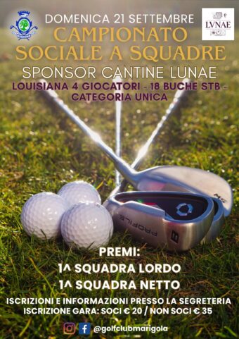 CAMPIONATO A SQUADRE – SPONSOR CANTINE LUNAE – Domenica 21 SETTEMBRE 2025