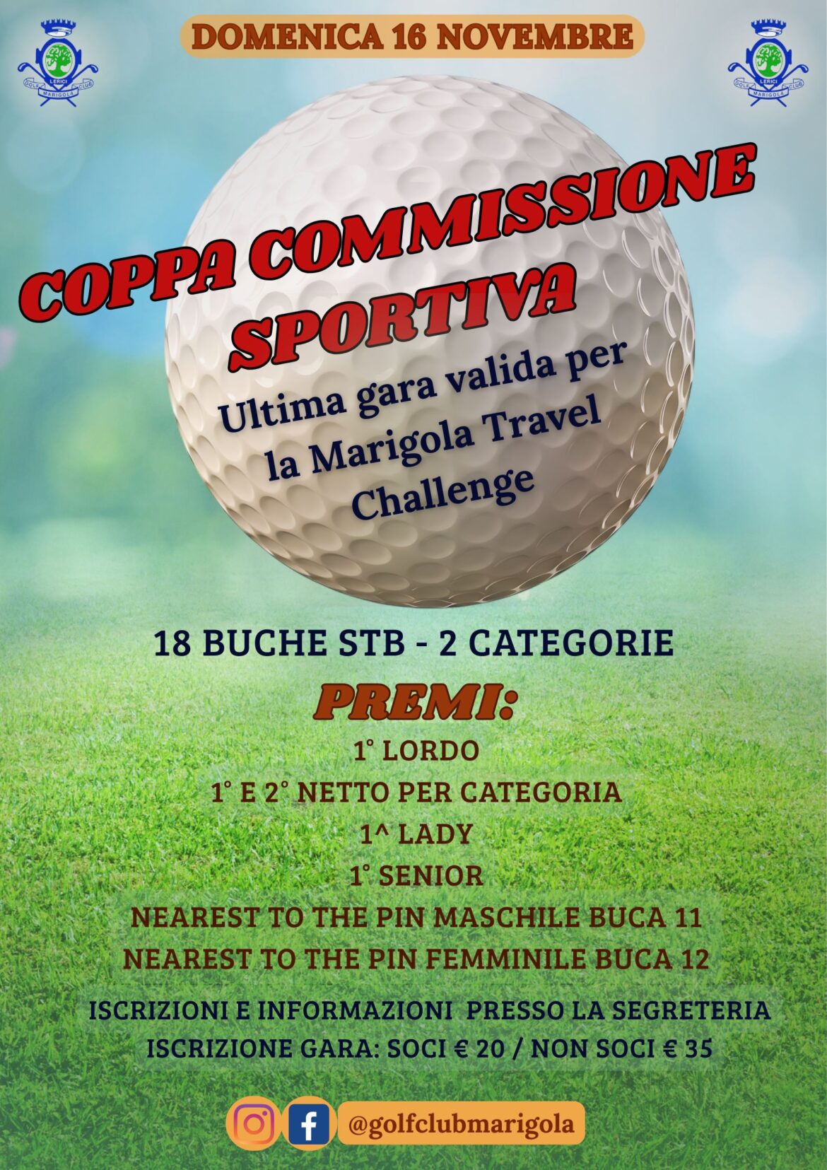 RINVIATA – COPPA COMMISSIONE SPORTIVA – Ultima gara valida per la Marigola Travel Challenge – 16 novembre 2025