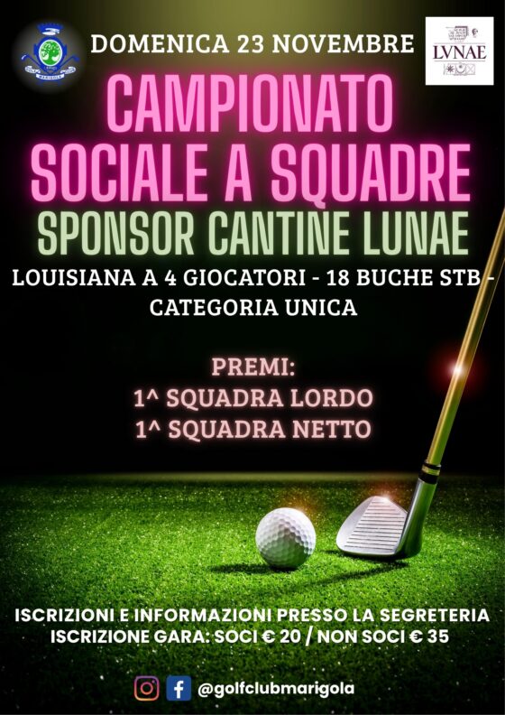 ULTIMA GARA VALIDA PER IL CAMPIONATO SOCIALE A SQUADRE – SPONSOR CANTINE LUNAE – Domenica 23 novembre 2025